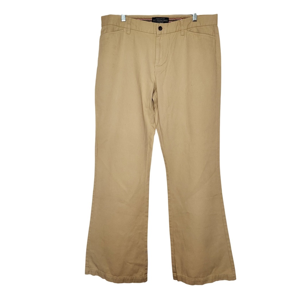 J PETERMAN Chino Pants Womens 10 Beige Tan Khaki Flare Bootcut Casual Preppy NEW